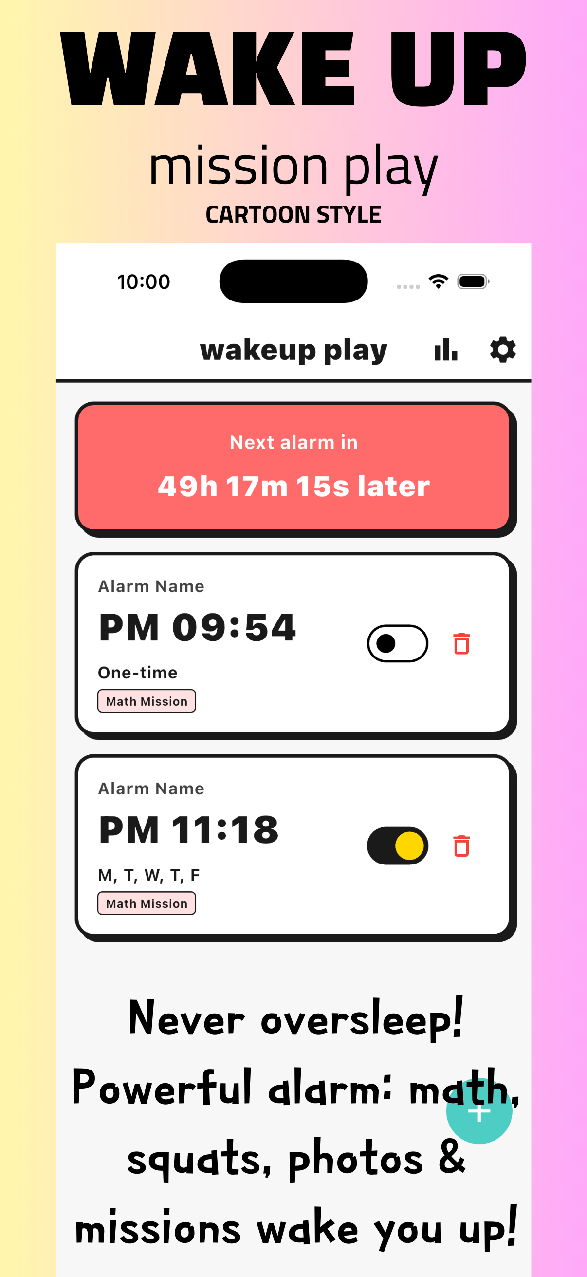 Screenshot 1 of Wake Up Alarm - Mission, Snooze, Confirmation